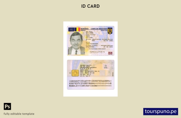 Listo para imprimir la plantilla actual de tarjeta de identificación de Rumania